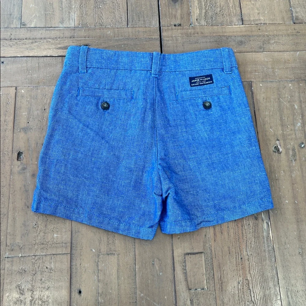 Janie and jack blue flat front linen cotton blend shorts 2T new with tag preppy